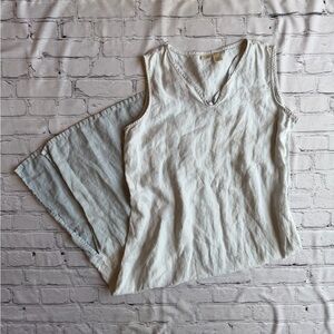 J. Jill 100% Linen Long Dress Sleeveless Ombré Blue Pastel Medium Petite Coastal